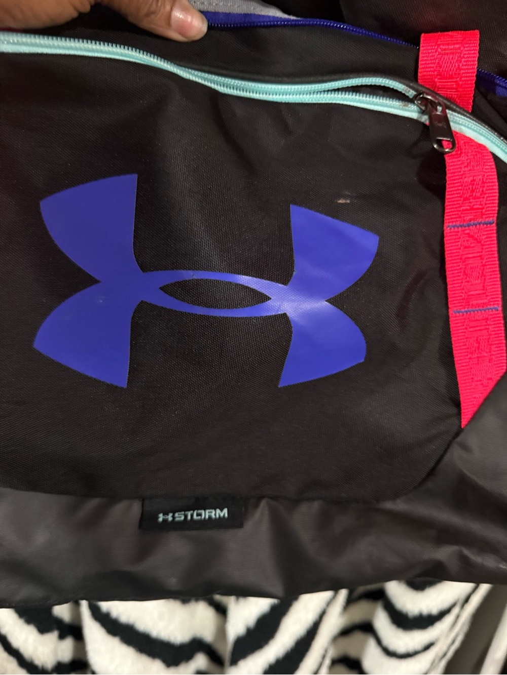 Under Armour Black Shoulder Bag with Purple Logo and Pink Trim